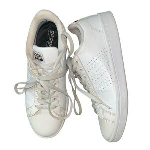 Adidas Advantage Cloudfoam White Court Sneakers Womens 9 Leather Low Profile